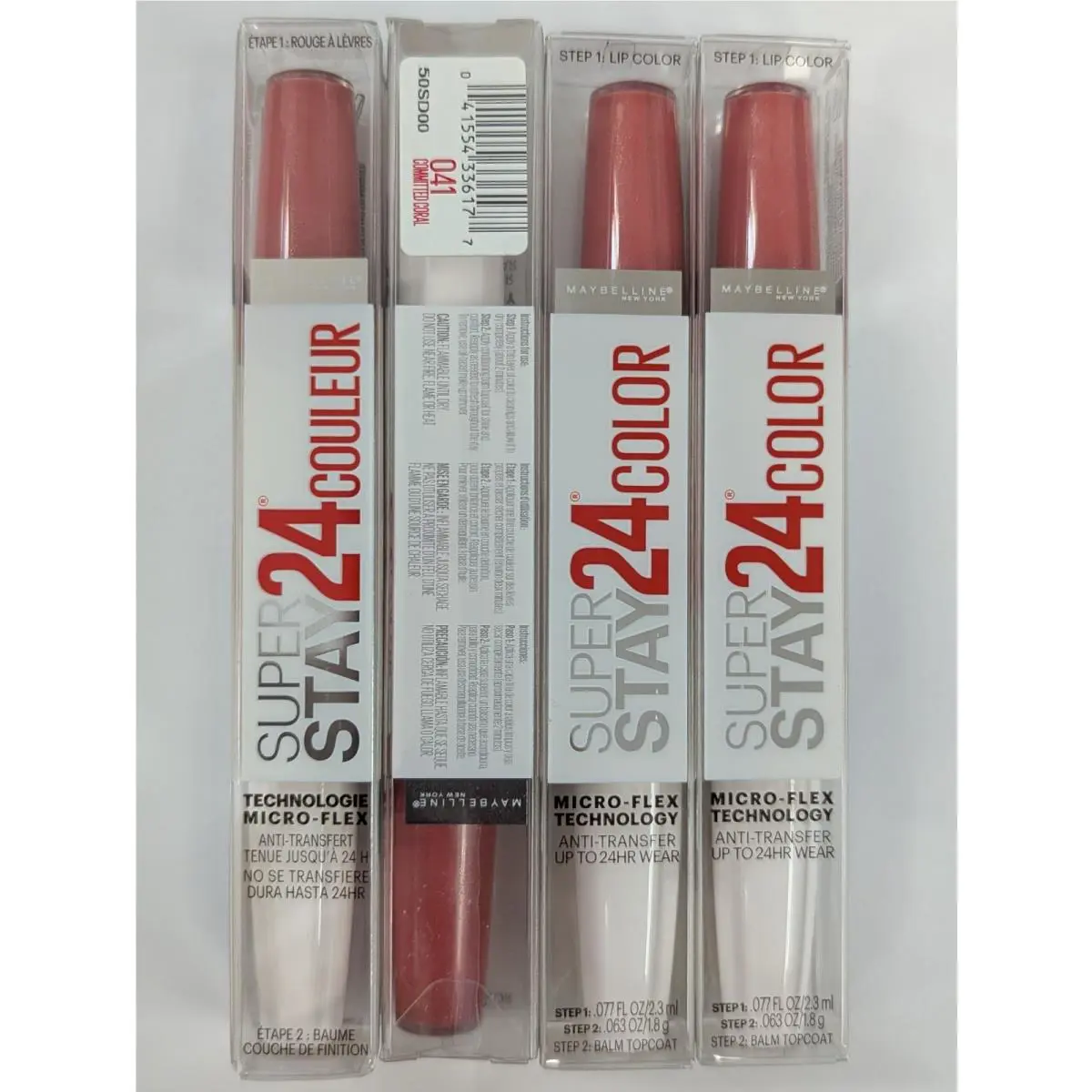 4-PACK Maybelline Superstay 24 Color 2-STEP Liquid Lipstick 041 Committed Coral