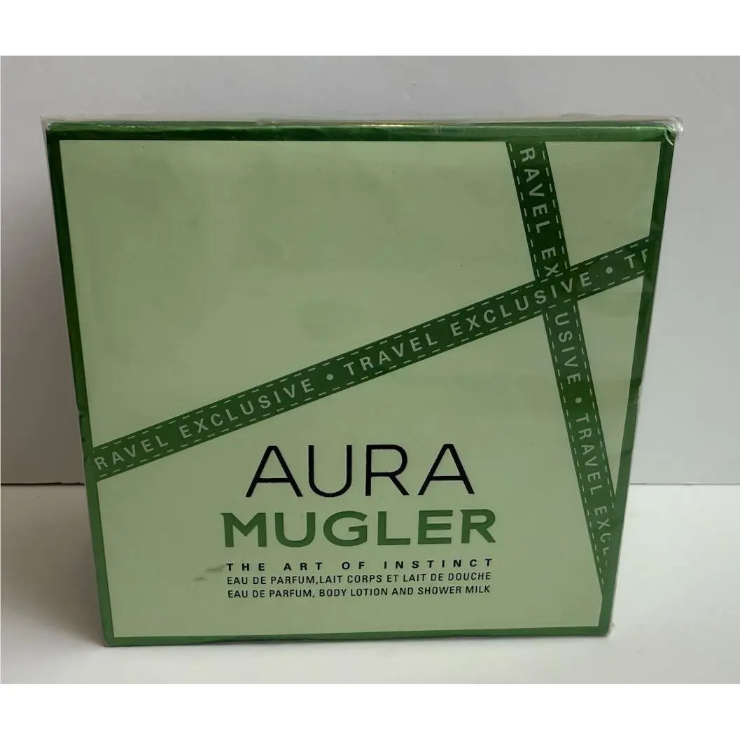 Aura  by Thierry  Set 1.7oz/50ml Edp Spray +lotion + Shower Milk by Mugler