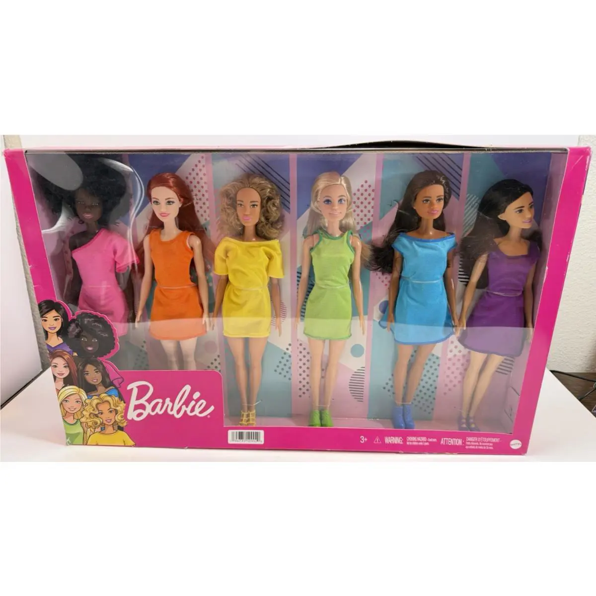 Barbie Rainbow Dress Dolls 5-Pack Mattel Multicultural Fashion Dolls