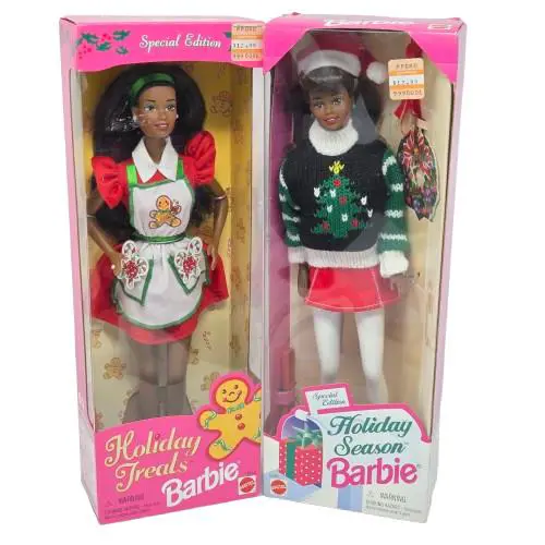 Pair OF Christmas Barbies 17618 + 15583 ES Holiday Treats Season