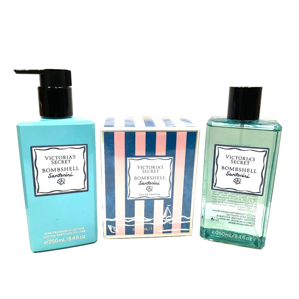 Lot of 3 Victoria`s Secret Bombshell Santorini Edp 1.7 Oz Mist 8.4 Oz Lotion by Victoria's Secret