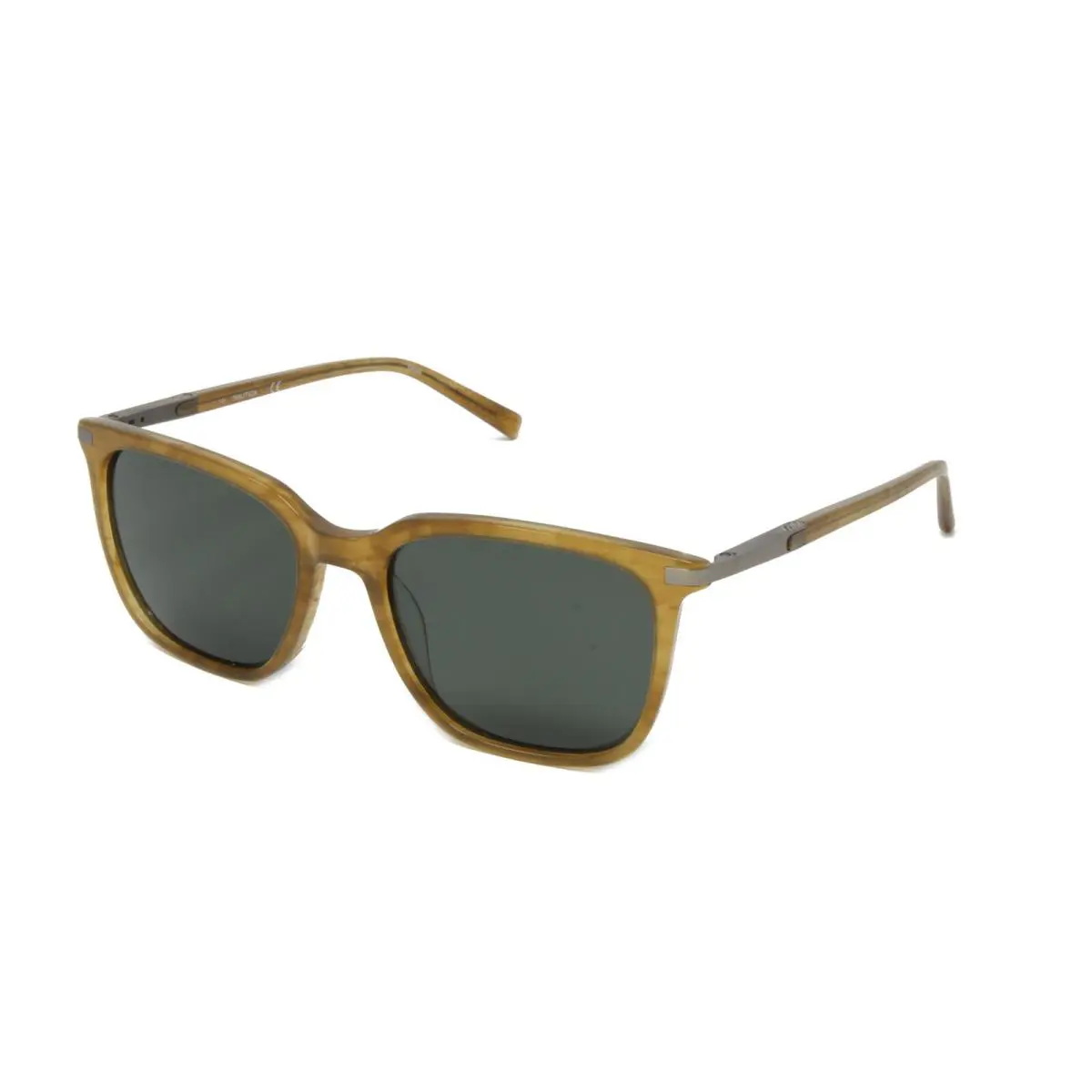 Nautica Sunglasses Men`s Square N6246S 280 Amber Horn Polarized Lens Green 54mm