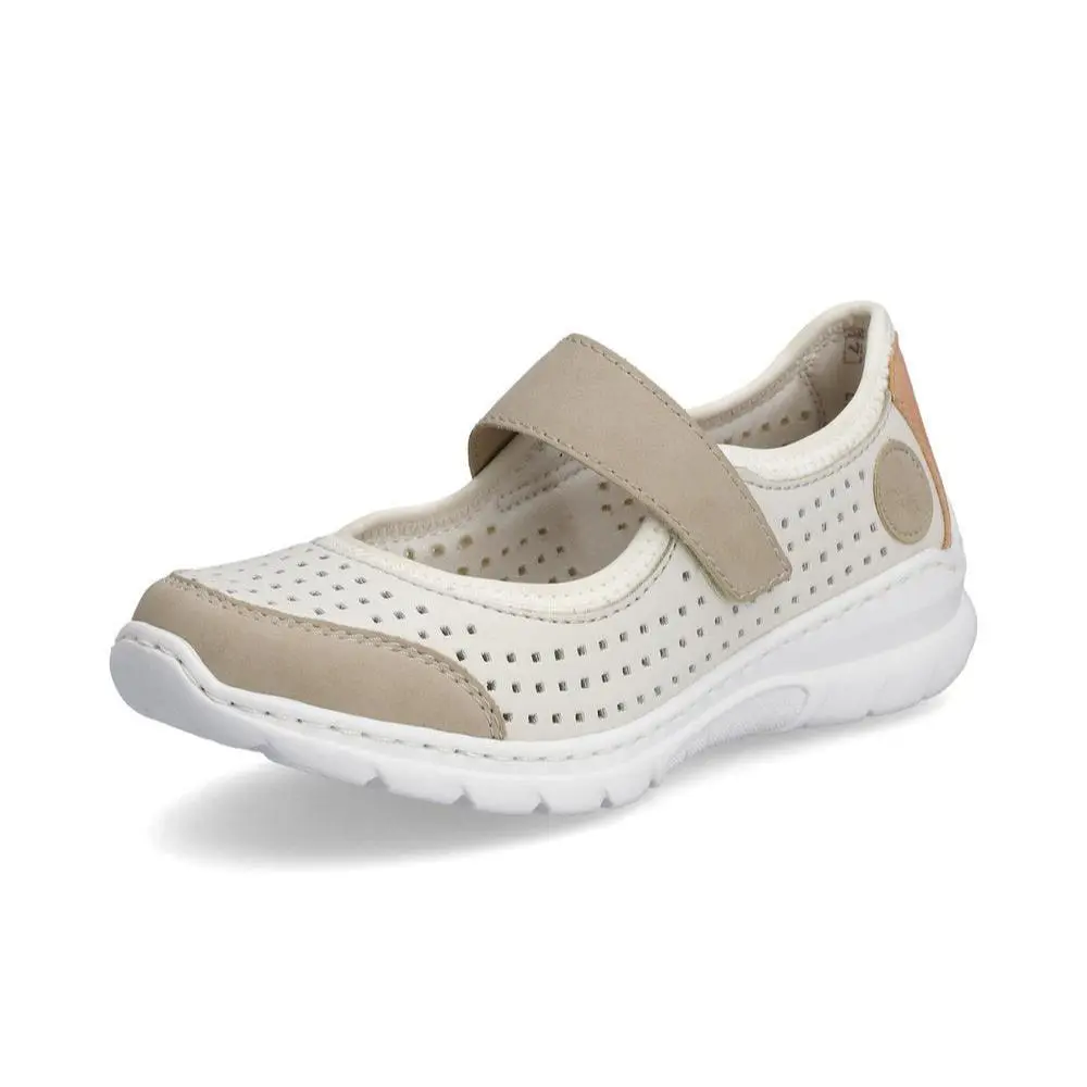 Rieker Women`s L32B5 Nikita Hook Loop Strap Shoes Ginger/offwhite Size EU 38 - Ginger/Offwhite/Aprikot/Reinwe