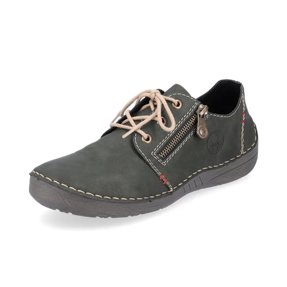 Rieker Women`s Angela Lace-up Side-zip Sneakers Forest Synthetic Size EU 37 - Green