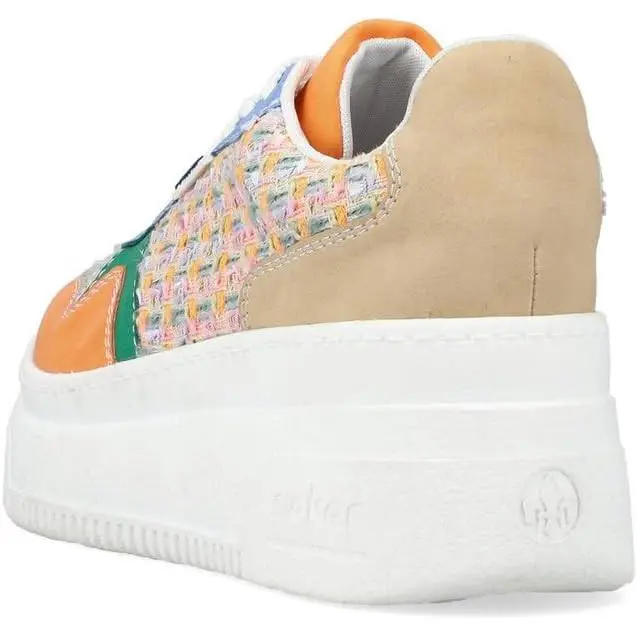 Rieker shoes - Carrot/Pastell-orange/Blau/Sma 4