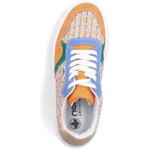 Rieker shoes - Carrot/Pastell-orange/Blau/Sma 5