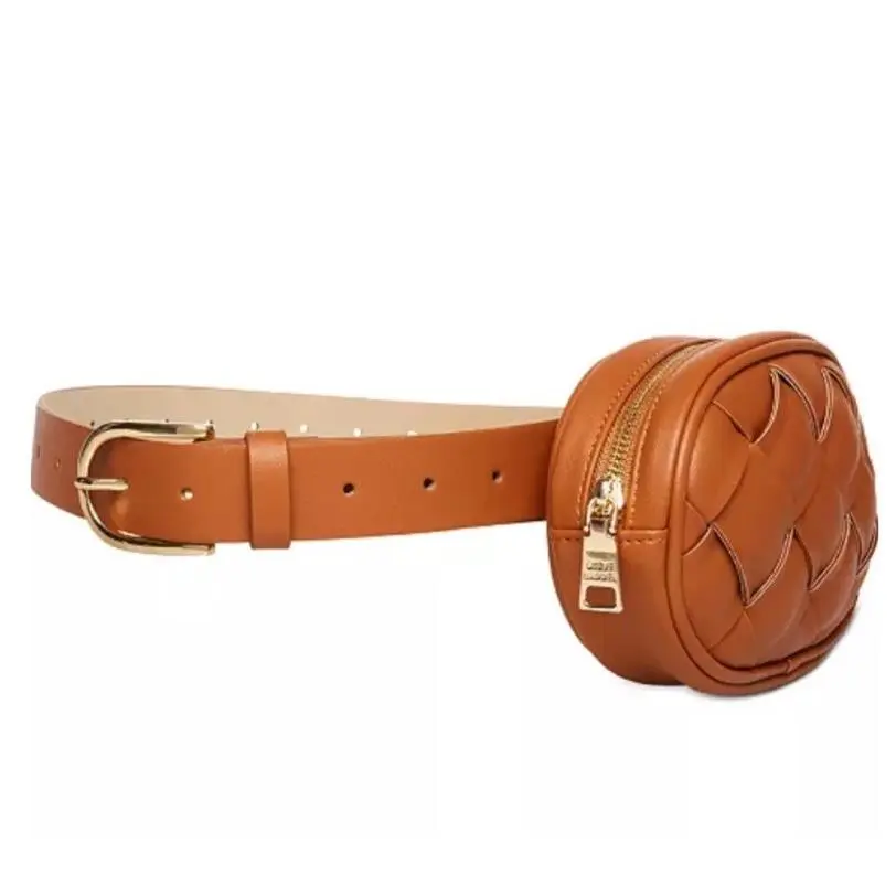 Steve Madden Women`s Brown Basket-weave Quilted Belt Bag - Size S
