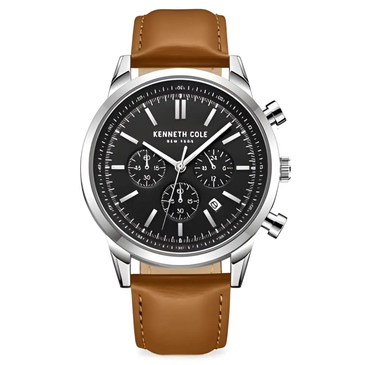 Kenneth Cole Men`s Watch Dress Sport Chrono Black Dial Brown Strap KCWGF2271101