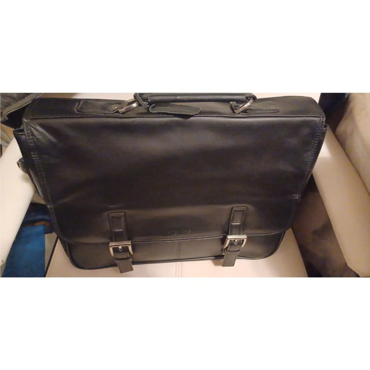 Reaction Black Leather Briefcase by Kenneth Cole
