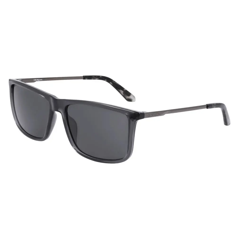 Dragon Damien Sunglasses - Shiny Gray Crystal / Lumalens Smoke Lens - Frame: Gray, Lens: Gray