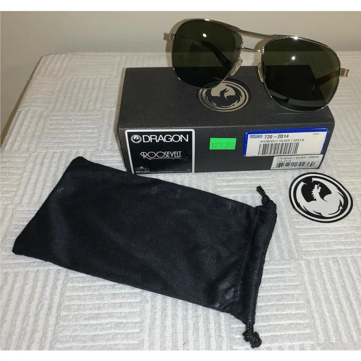 Dragon Sunglasses Roosevelt Silver Frame w/ Green Tinted Lens - Limited Edition