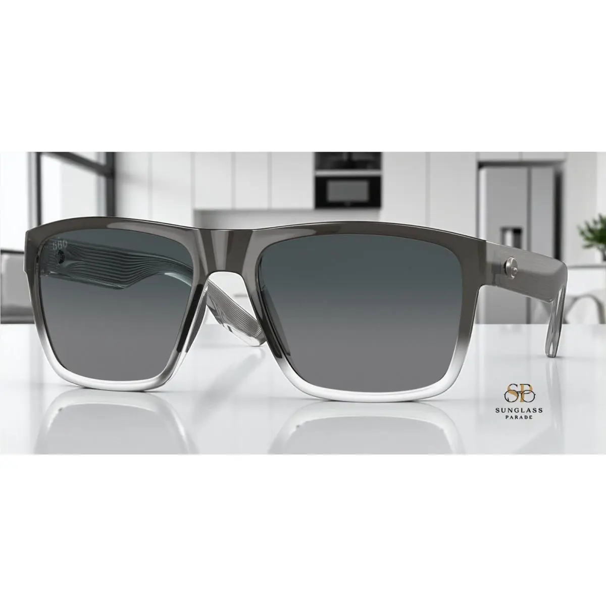 Costa Del Mar Paunch XL Grey Gradient Polarized Glass Square Men`s Sunglasses - Grey, Frame: Gray, Lens: Gray