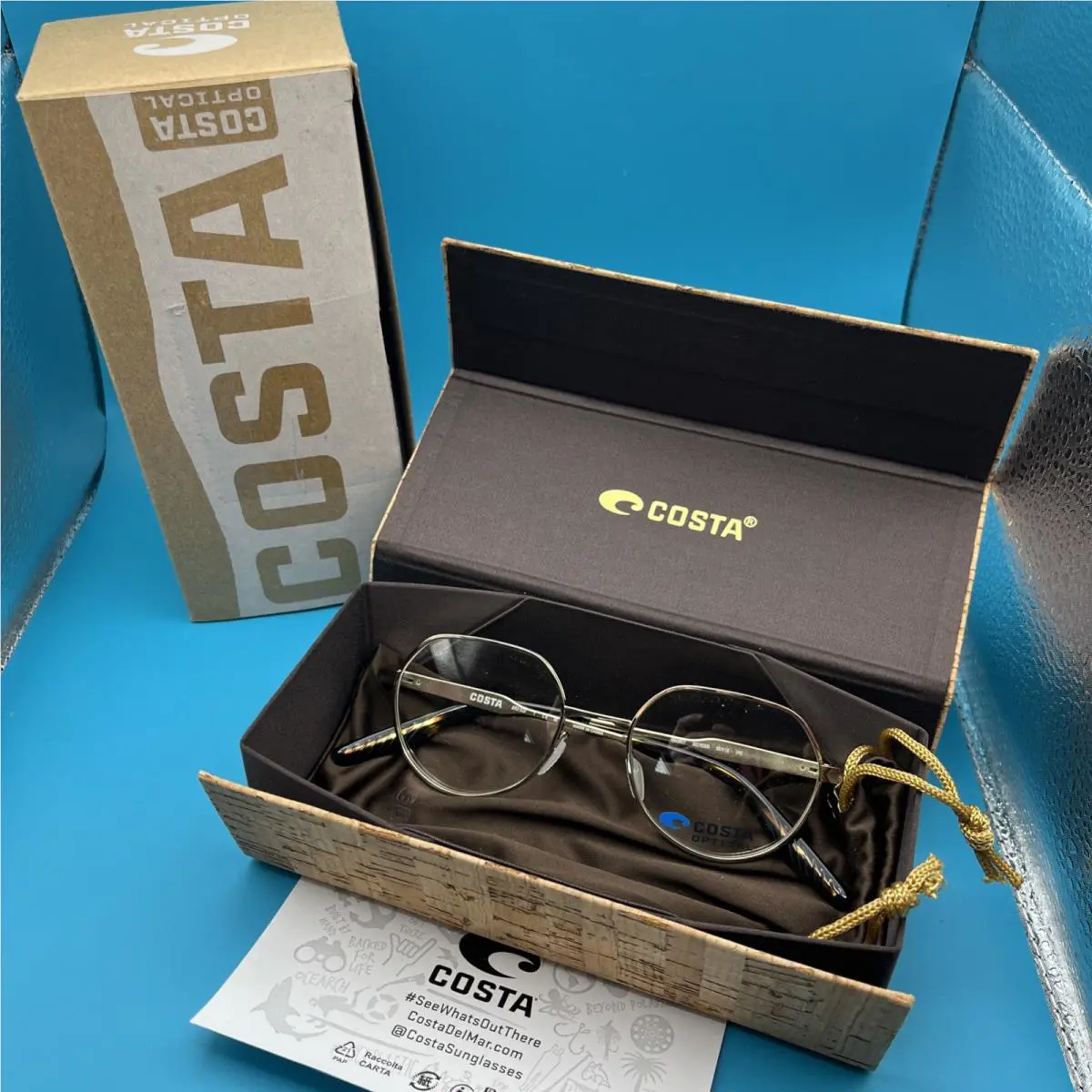 Costa Del Mar BRD510 Bimini Road Eyeglasses Demo Lens Light Gold 50-19-148