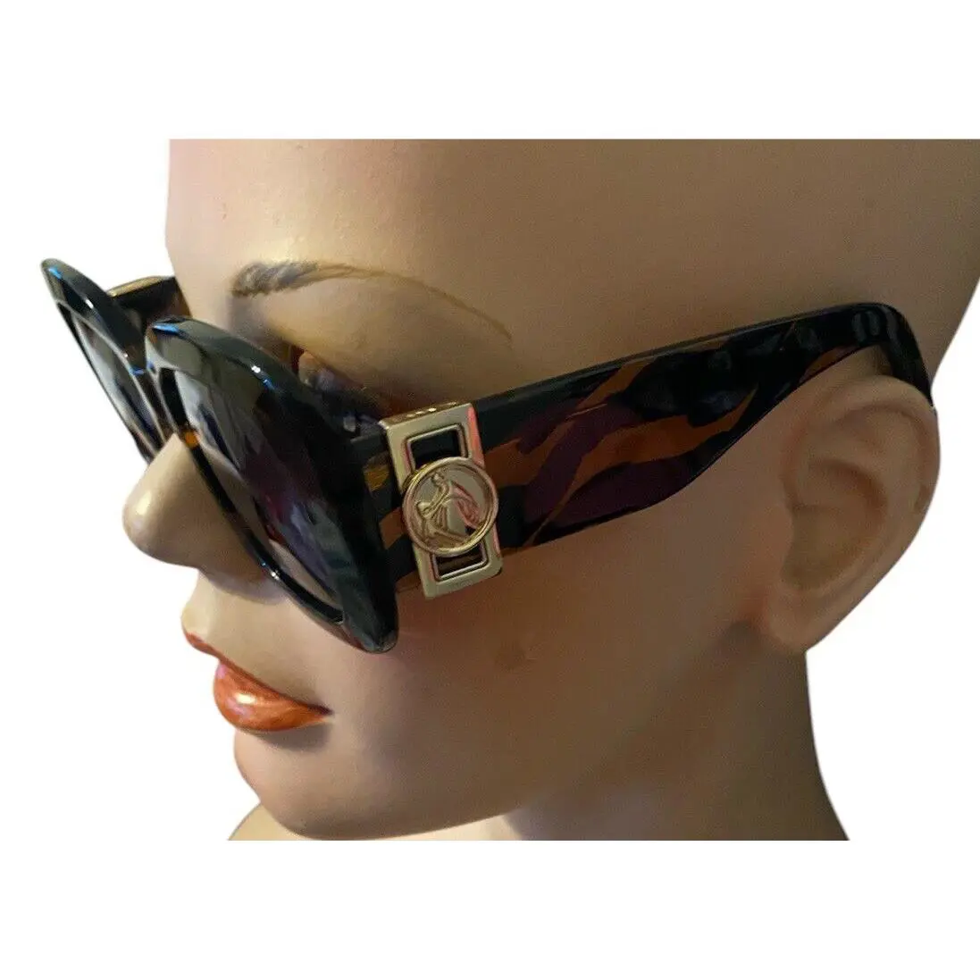 Lanvin Big Squared Frame Mother Child Sunglasses Tiger Stripe Brown