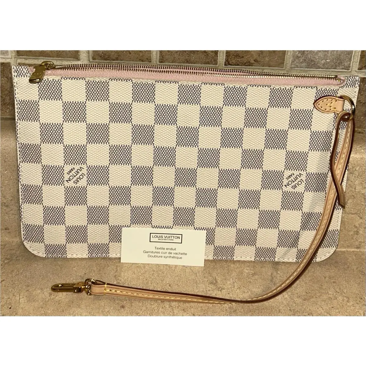 Louis Vuitton Damier Azur Pink Pouch Pochette Clutch Wristlet Lovely Gift