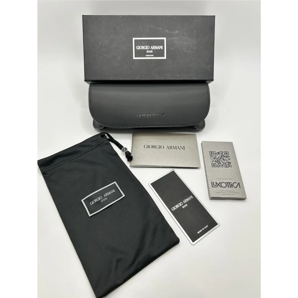 Giorgio Armani Black Sunglasses / Eyeglasses Case + Pouch Luxottica