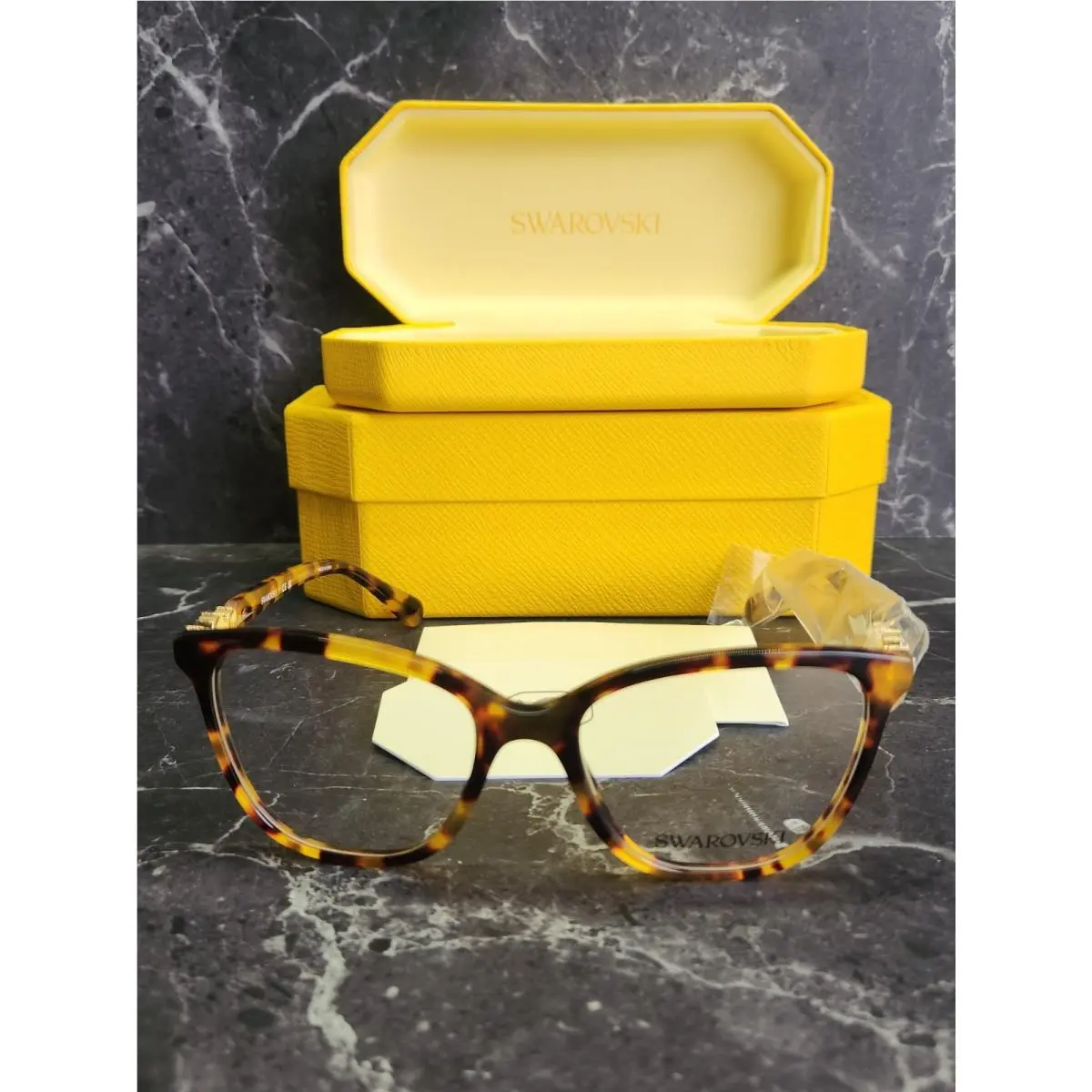 Swarovski Women Designer Glasses -OSK2020 54-18-140 Transparent Havana Yellow