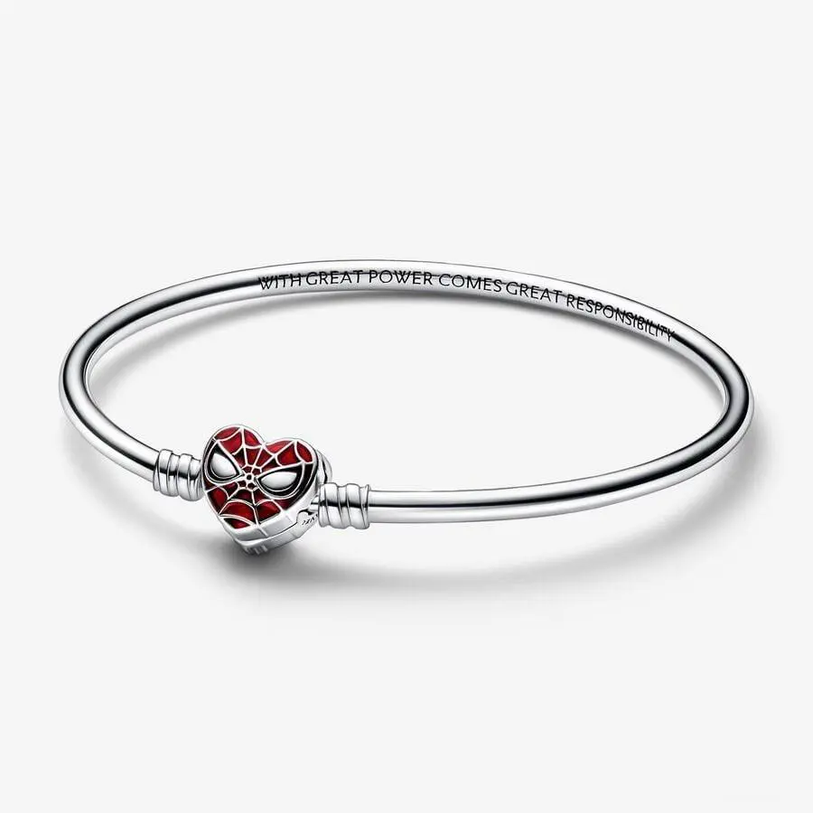 Pandora 925 Silver Marvel Spider-man Mask Clasp Bangle 592324C01-18