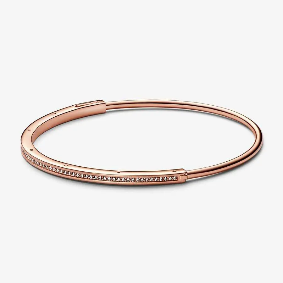 Pandora Rose Gold Plated Signature I-d Bangle Bracelet 582313C01-18
