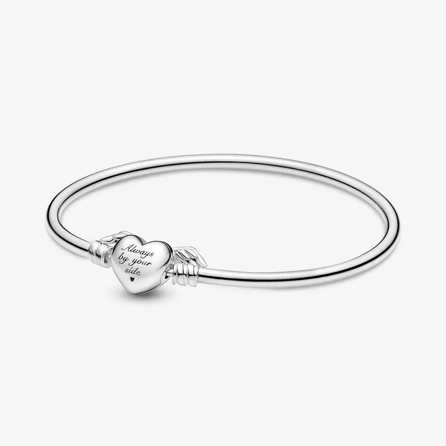 Pandora Moments 925 Silver Winged Heart Bangle Bracelet 599379C00-17