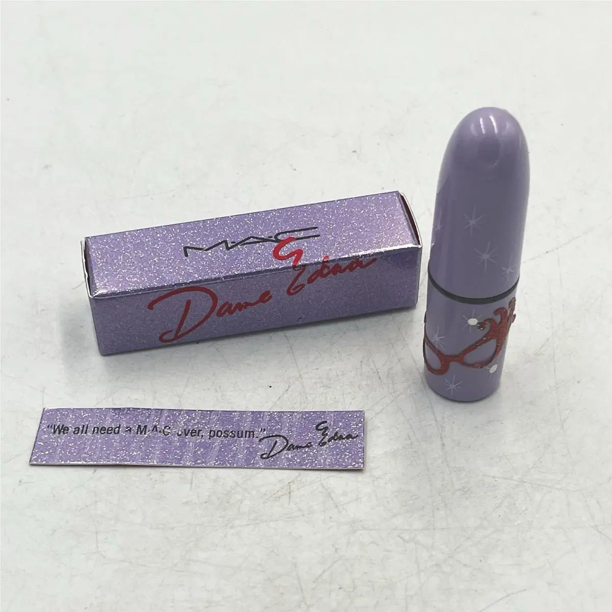 Mac Dame Edna Gladiola Lipstick 2008 Limited Edition Lavender Glitter Tube