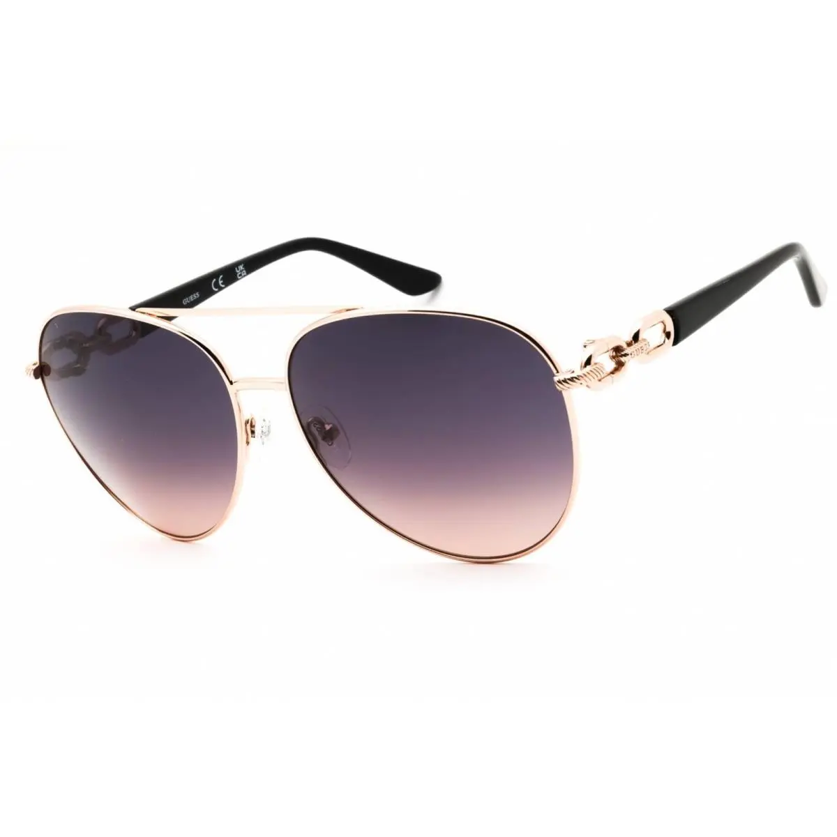 Guess Women`s Sunglasses Shiny Rose Gold Metal Full Rim Frame GU00158 28B