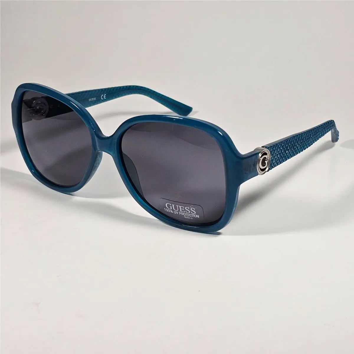 Guess GF0275 87A Butterfly Sunglasses Turquoise Blue Frame Gray Lens 58mm