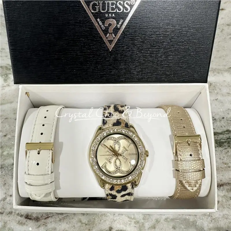 Guess Watch Set Interchangeable Straps Gold U0162L2