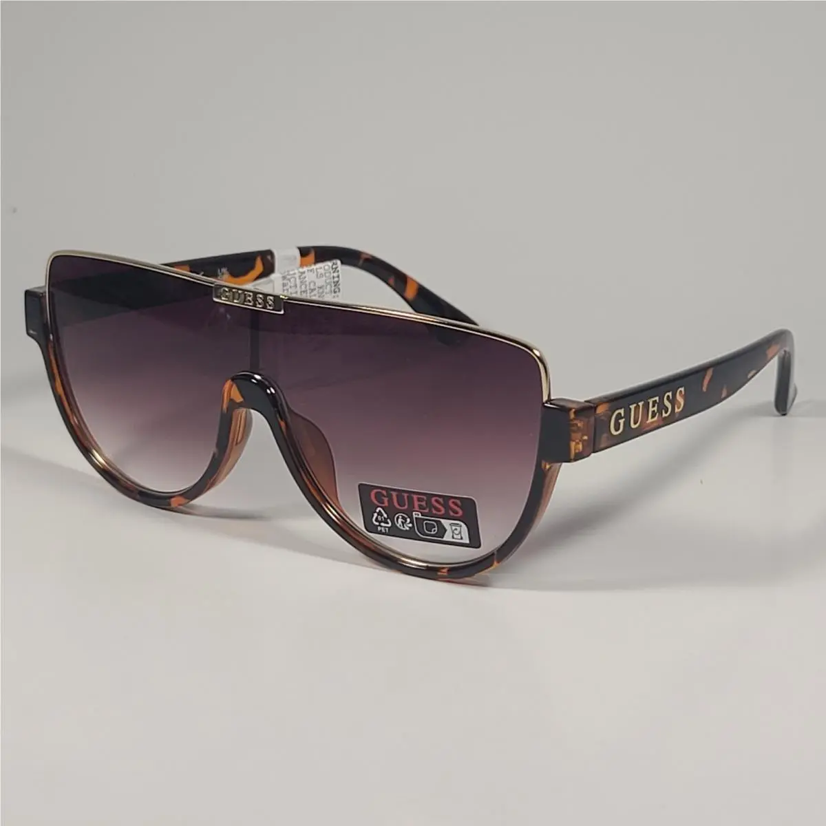 Guess GO00033 52F Shield Sunglasses Brown Tortoise Gold Frame Brown Gradient