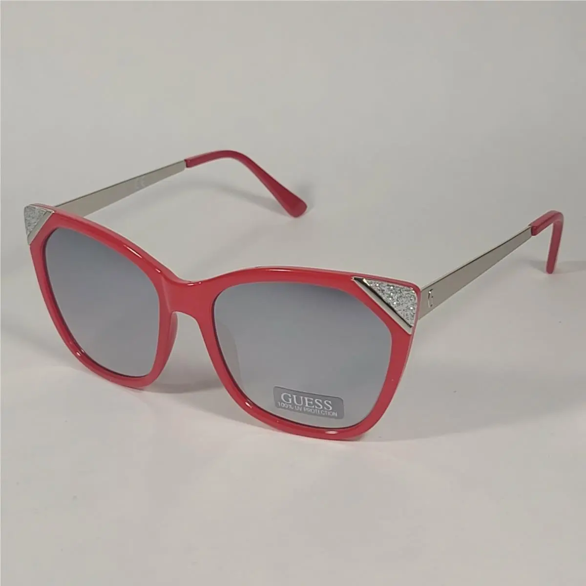 Guess GF0354 66C Cat Eye Sunglasses Shiny Red Frame Gray Mirror Lens 57mm