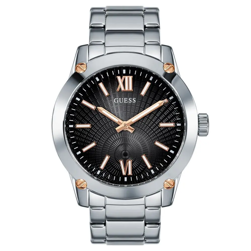 Guess Men`s Crescent Silver Quartz Stainless Steel Watch - GW0574G1