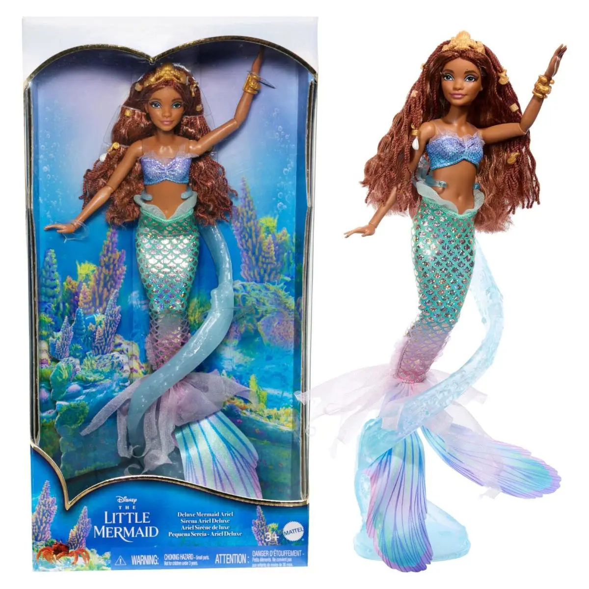 Disney The Little Mermaid Deluxe Mermaid Ariel Doll with Iridescent Tail Hair