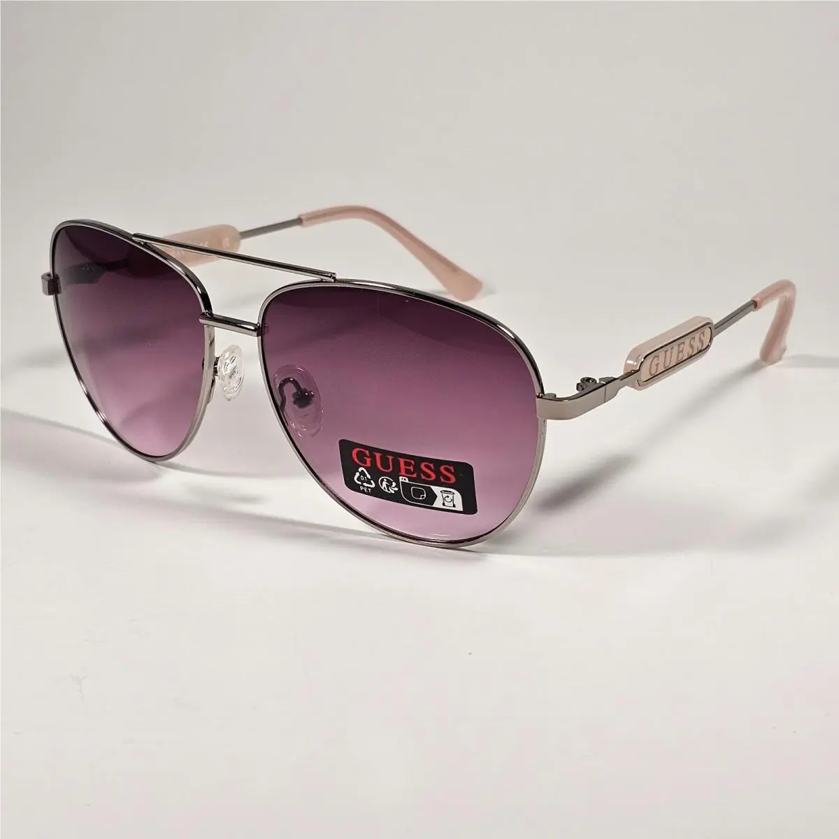 Guess Aviator GO00001 10B Sunglasses Silver Metal Smoke Gradient Lens 60mm