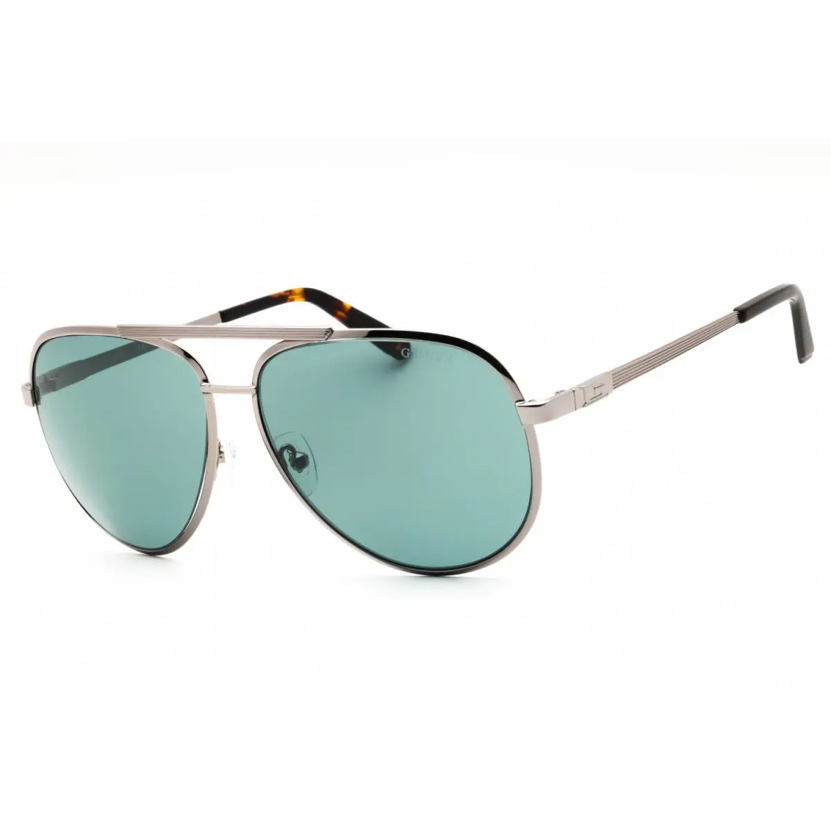 GU00209 08V Shiny Gunmetal/blue 61-14-145 Sunglasses by Guess
