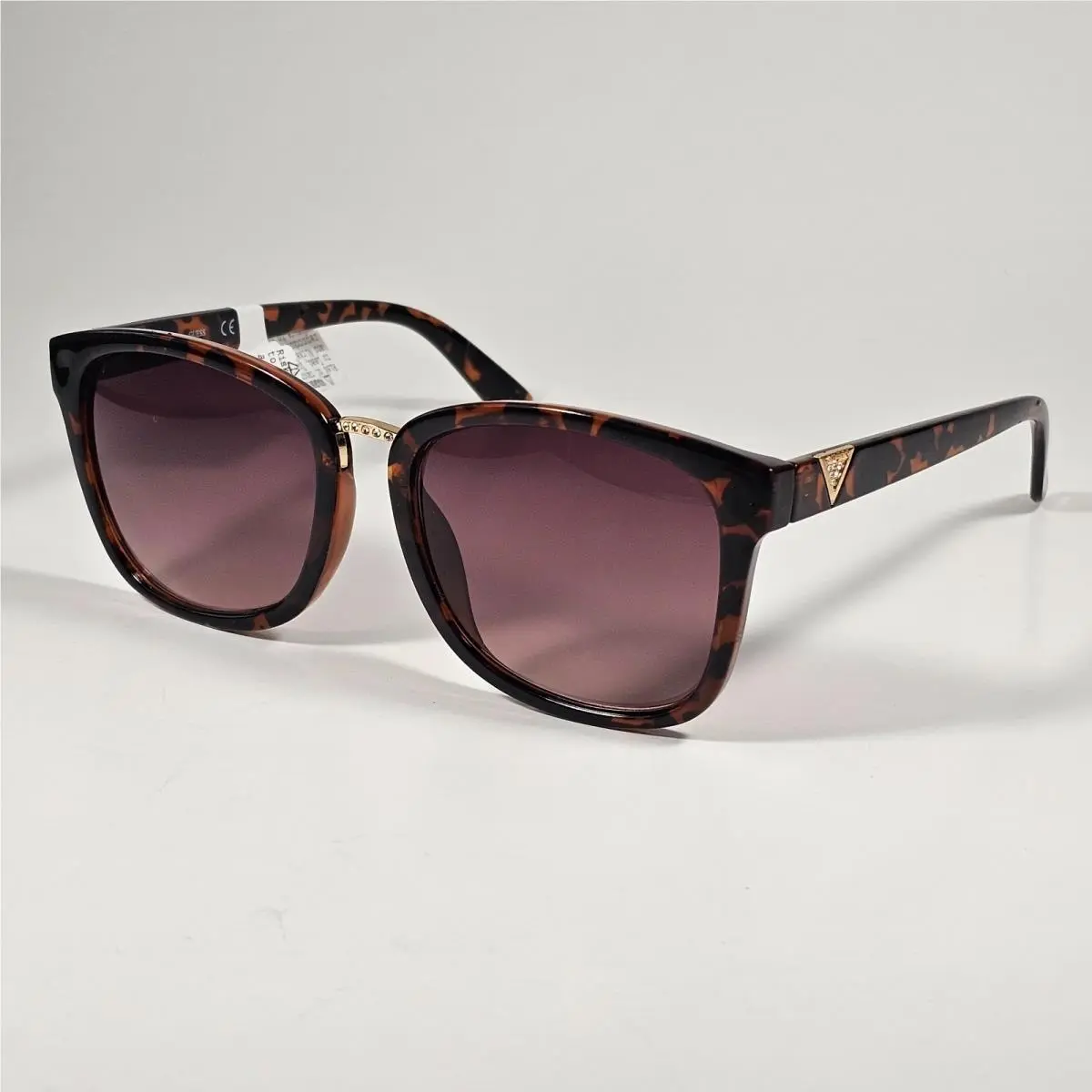 Guess GF0327 52F Square Sunglasses Rhinestone Brown Tortoise Gold Brown Gradient
