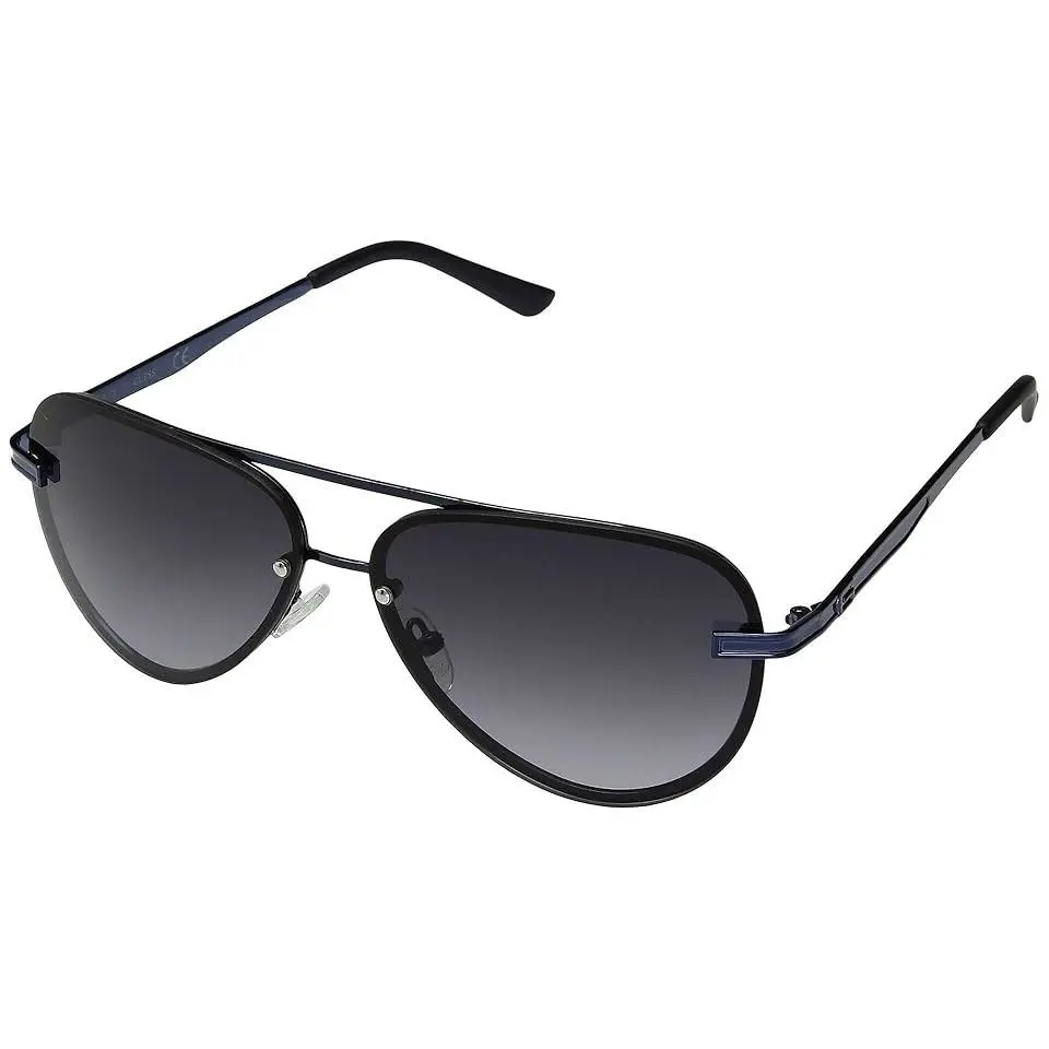 Guess R2533 GF0194 Unisex Shiny Blue/gradient Smoke Aviator Sunglasses 60 mm - Frame: Blue, Lens: Black