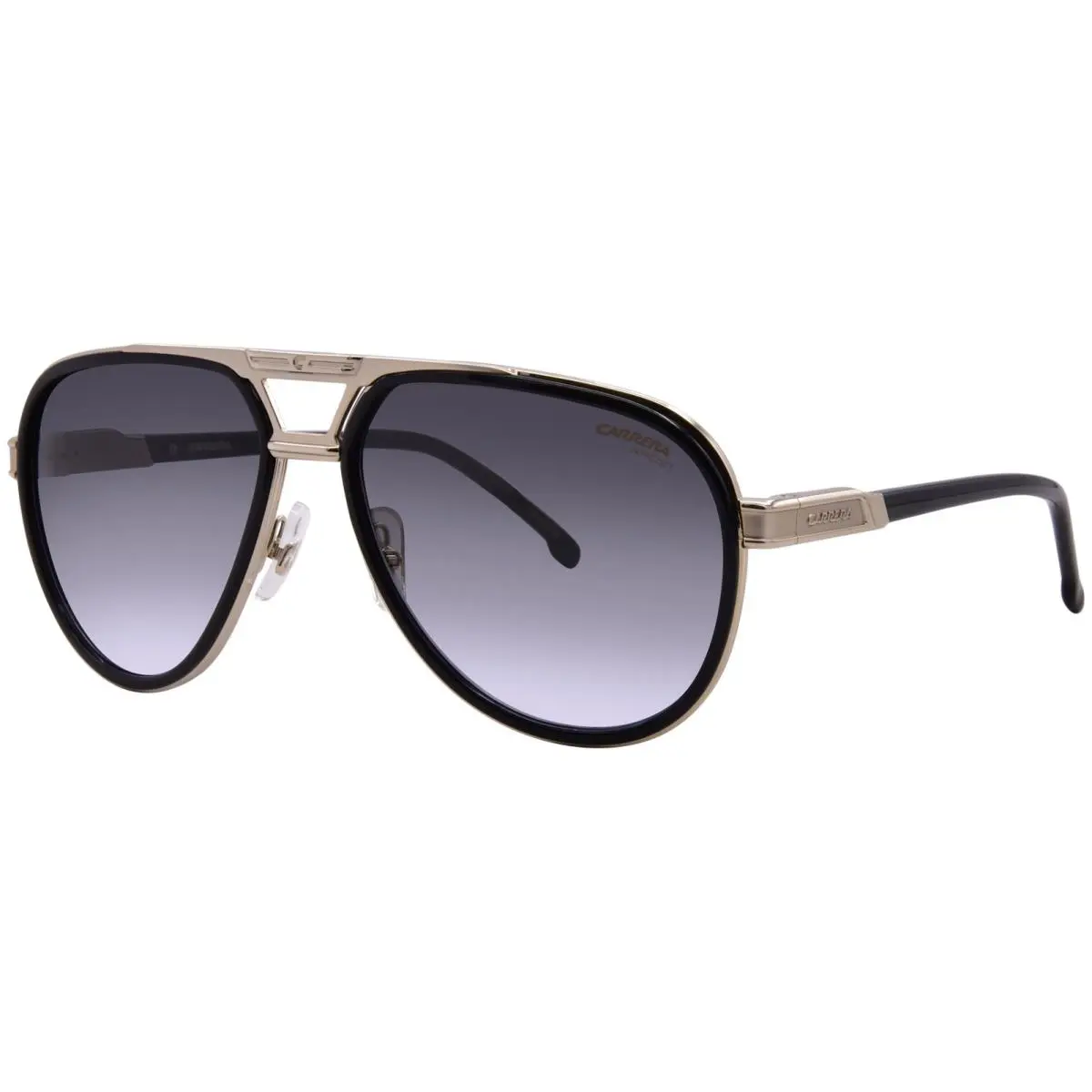 1076/S 2M2 Sunglasses Men`s Black/gold/dark Grey Gradient Pilot 61mm by Carrera