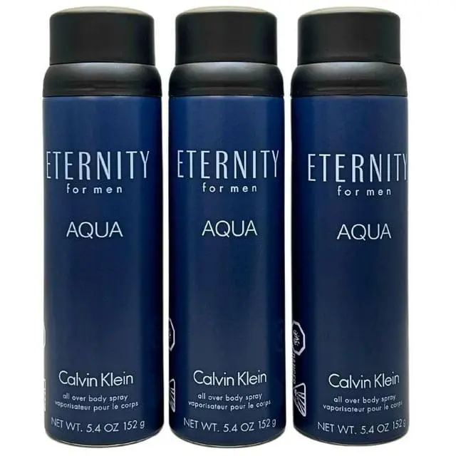 Pack OF 3  For Men All Over Body Spray 5.4 oz 152g Choose Scent Eternity Aqua by Calvin Klein