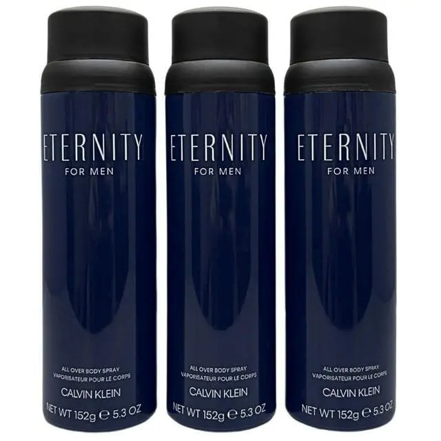 Pack OF 3  For Men All Over Body Spray 5.4 oz 152g Choose Scent Eternity by Calvin Klein