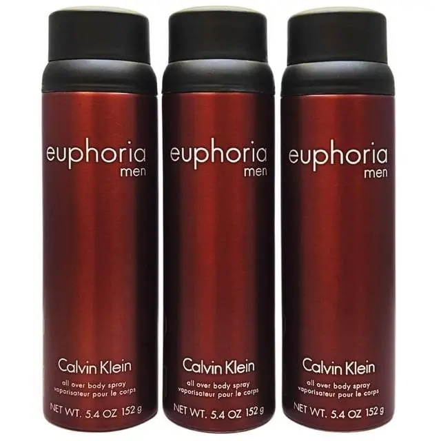 Pack OF 3  For Men All Over Body Spray 5.4 oz 152g Choose Scent Euphoria by Calvin Klein