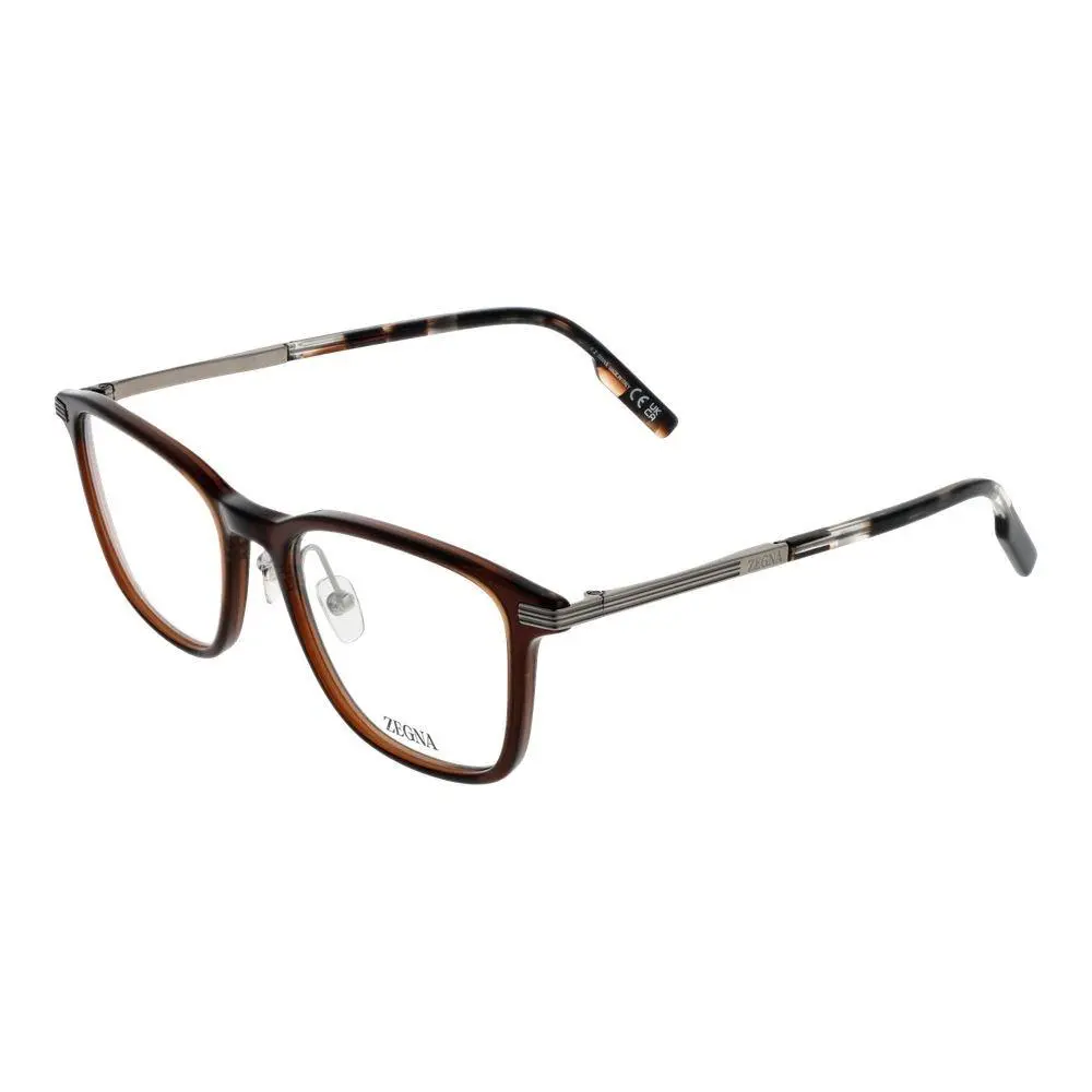 Ermenegildo Zegna Brown Plastic Titanium Glasses Frames