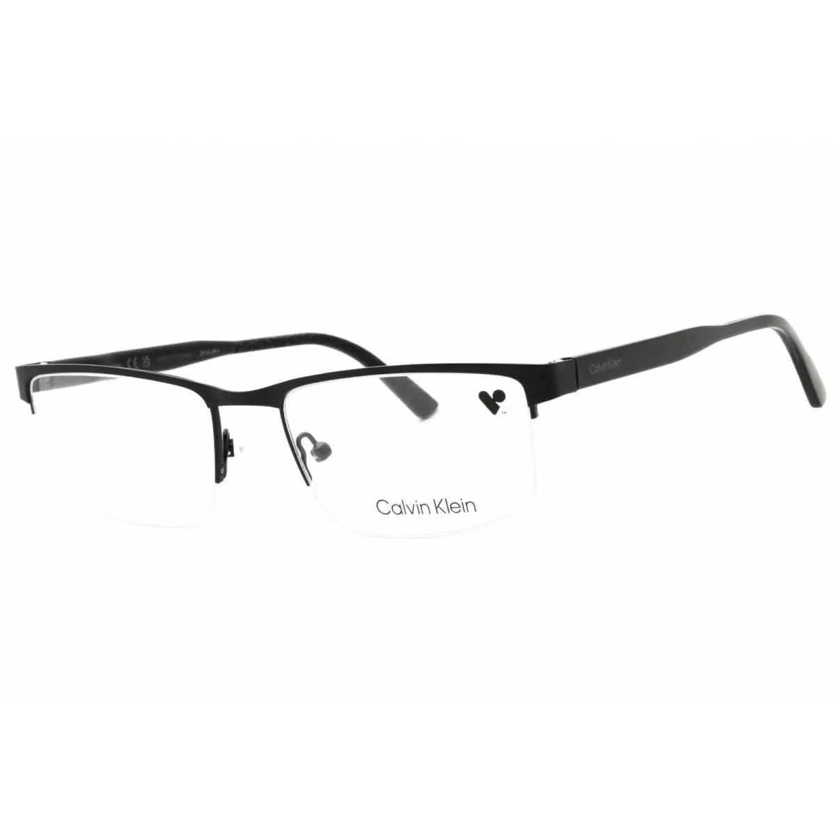 Calvin Klein Men`s Eyeglasses Matte Black Rectangular Half Rim Frame CK21126 002