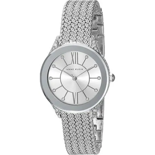 Anne Klein Premium Crystal Accented Mesh Bracelet Ladies Watch