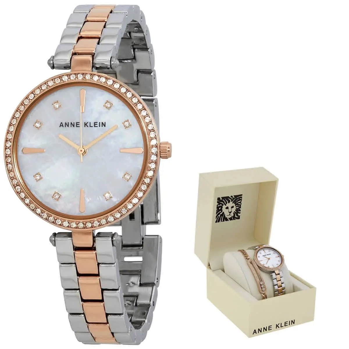 Quartz Crystal Dial Ladies Watch and Bracelet Set AK/3559RTST by Anne Klein