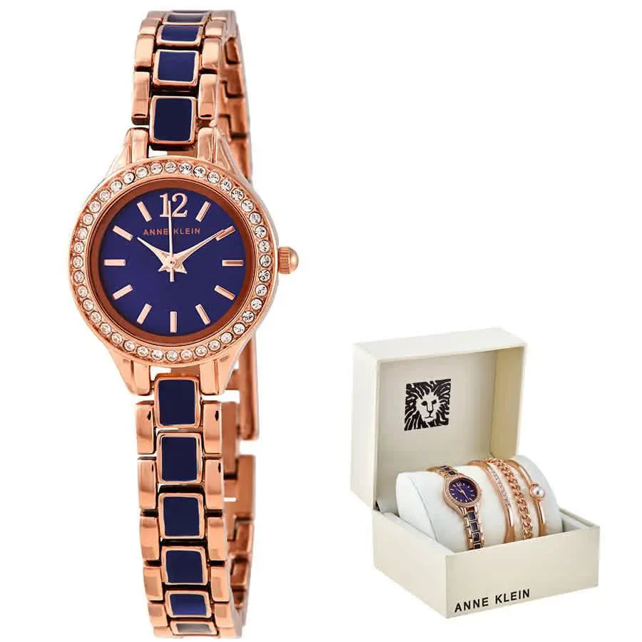 Navy Dial Ladies Watch and Bracelet Set AK/3396NRST by Anne Klein