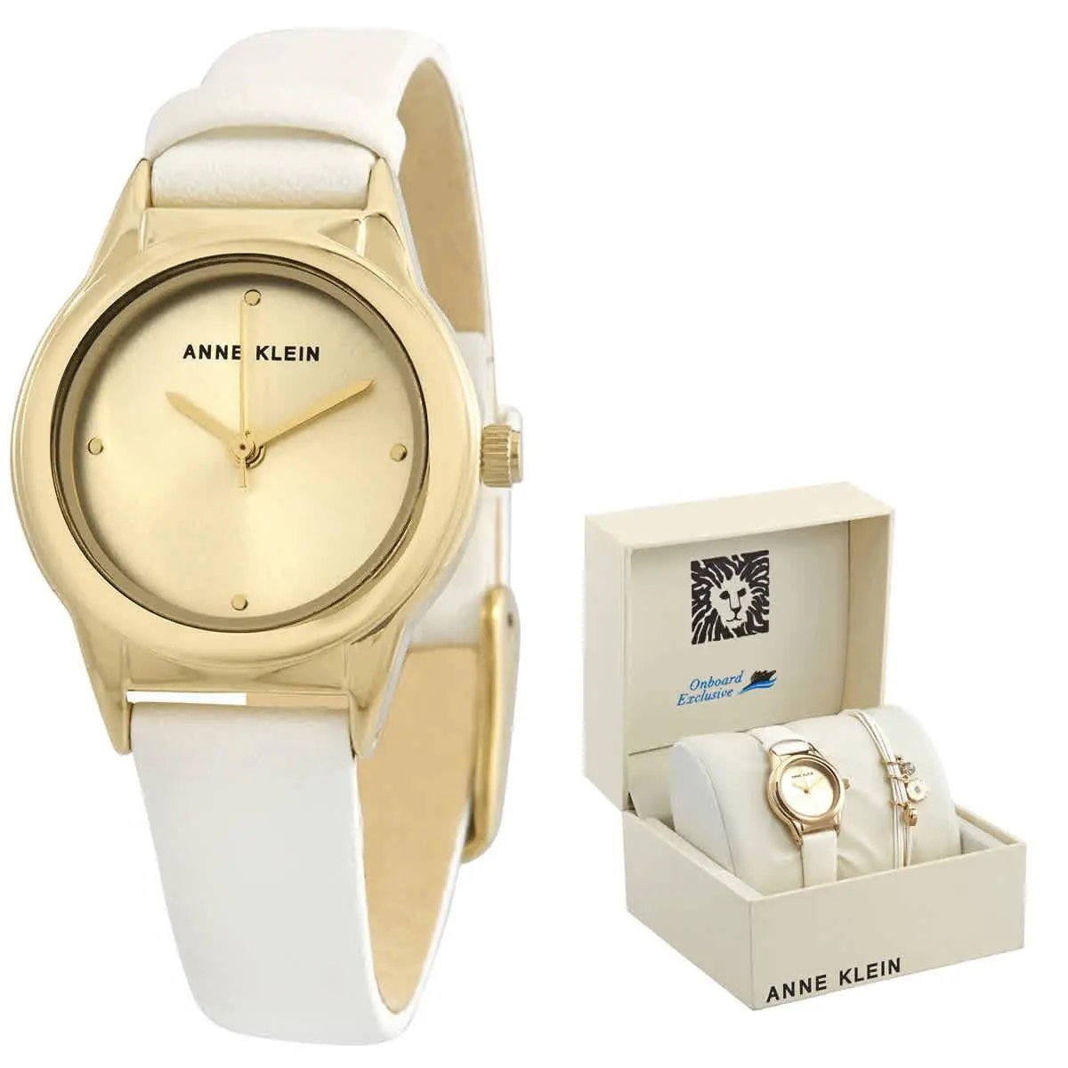 Quartz Gold Dial Ladies Watch and Bracelet Set AK-3524WTST by Anne Klein