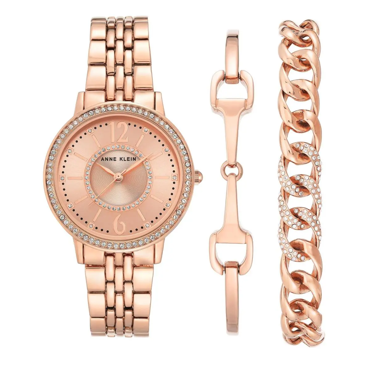 Quartz Crystal Ladies Watch and Bracelet Set AK/3838RGST by Anne Klein