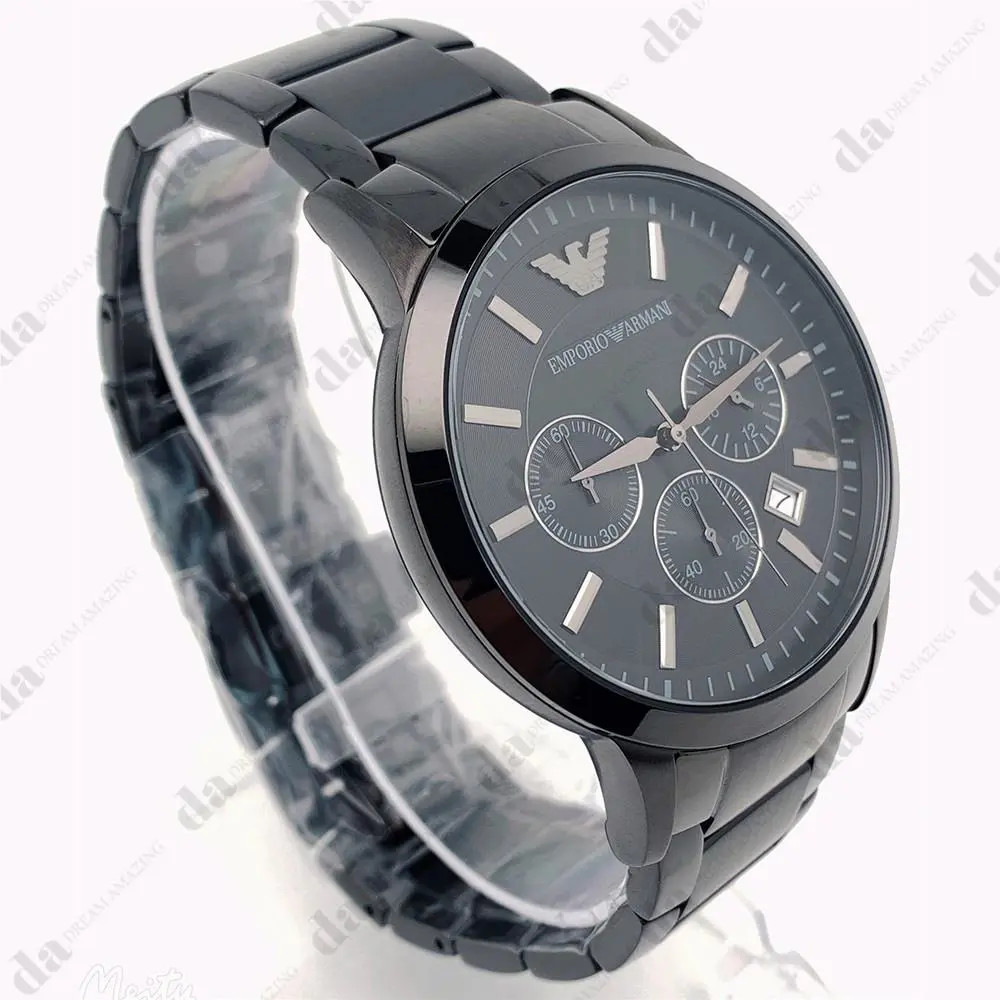 Emporio Armani AR2453 Sportivo Italian Black Quartz Analog Men`s Watch 43mm Case