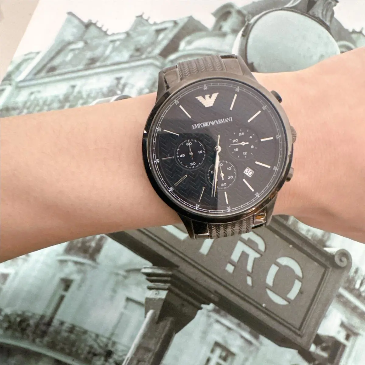 Emporio Armani AR2505 Men`s Watch Renato Large with Blue Dial