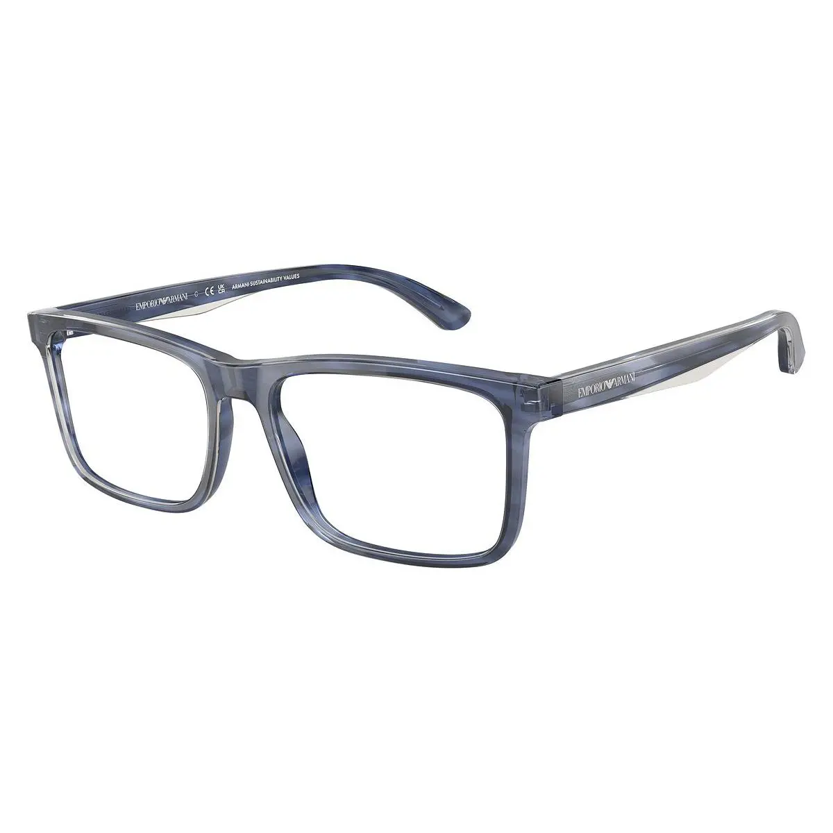 Emporio Armani Man Pillow Eyeglasses EA3227 6054 Shiny Blue/top Smoke 54mm